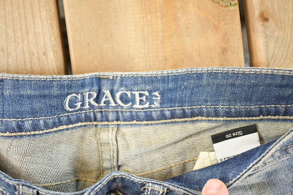 Vintage Deadstock Y2K Grace In LA Bedazzled Bootcut Low Rise Jeans Women's Size 26 x 31