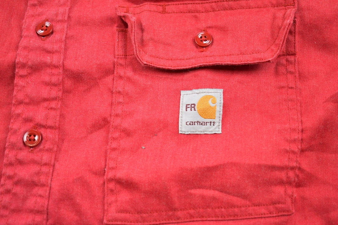 Vintage 1990s Flame Resistant Carhartt Blank Button Up Shirt