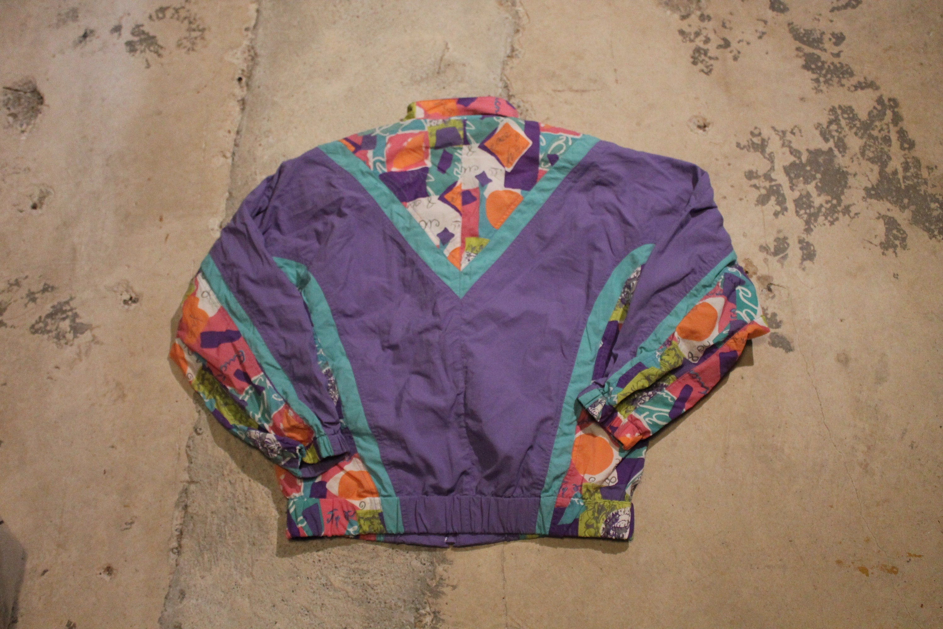 Vintage 1990s Color Block Floral Windbreaker