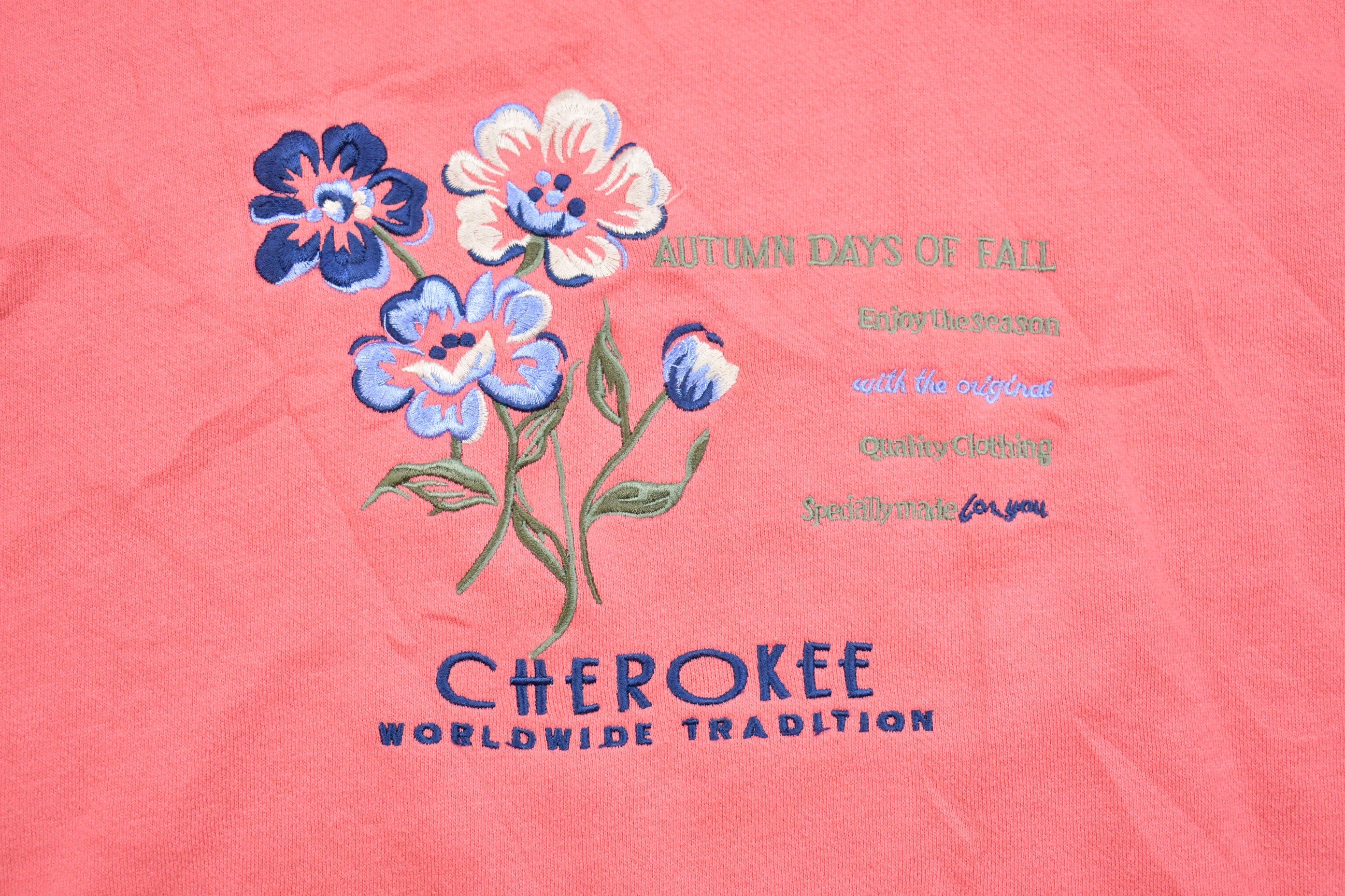Vintage 1990s Cherokee Worldwide Tradition Floral Crewneck Sweatshirt