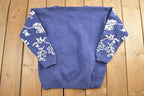 Vintage 1990s Eddie Bauer Floral Knit Crewneck Sweater  90s Crewneck  Preppy