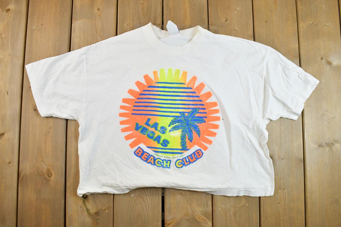 Vintage 1990s Las Vegas Beach Club Cropped Souvenir T-Shirt