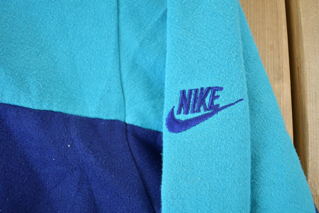 Vintage 1980s Crazy Nike Fleece Embroidered Mini Swoosh Full Zip Mock Neck Sweatshirt