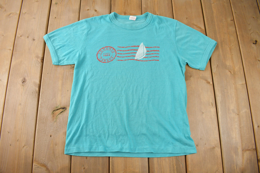 Vintage 1980s Toronto Canada Souvenir Ringer T Shirt Made In Canada