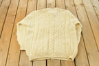 Vintage 1980s Kerry Traditions Cable Knit Wool Knit Cardigan Sweater Women's XL