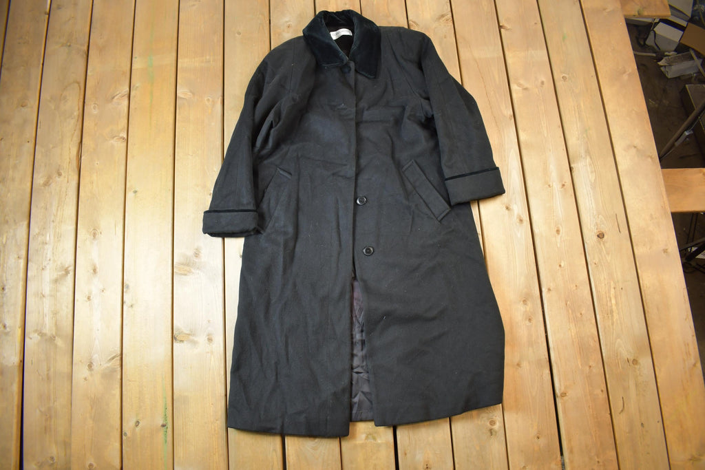 Vintage 1980s 100% Wool Long Trench Coat Made In USA