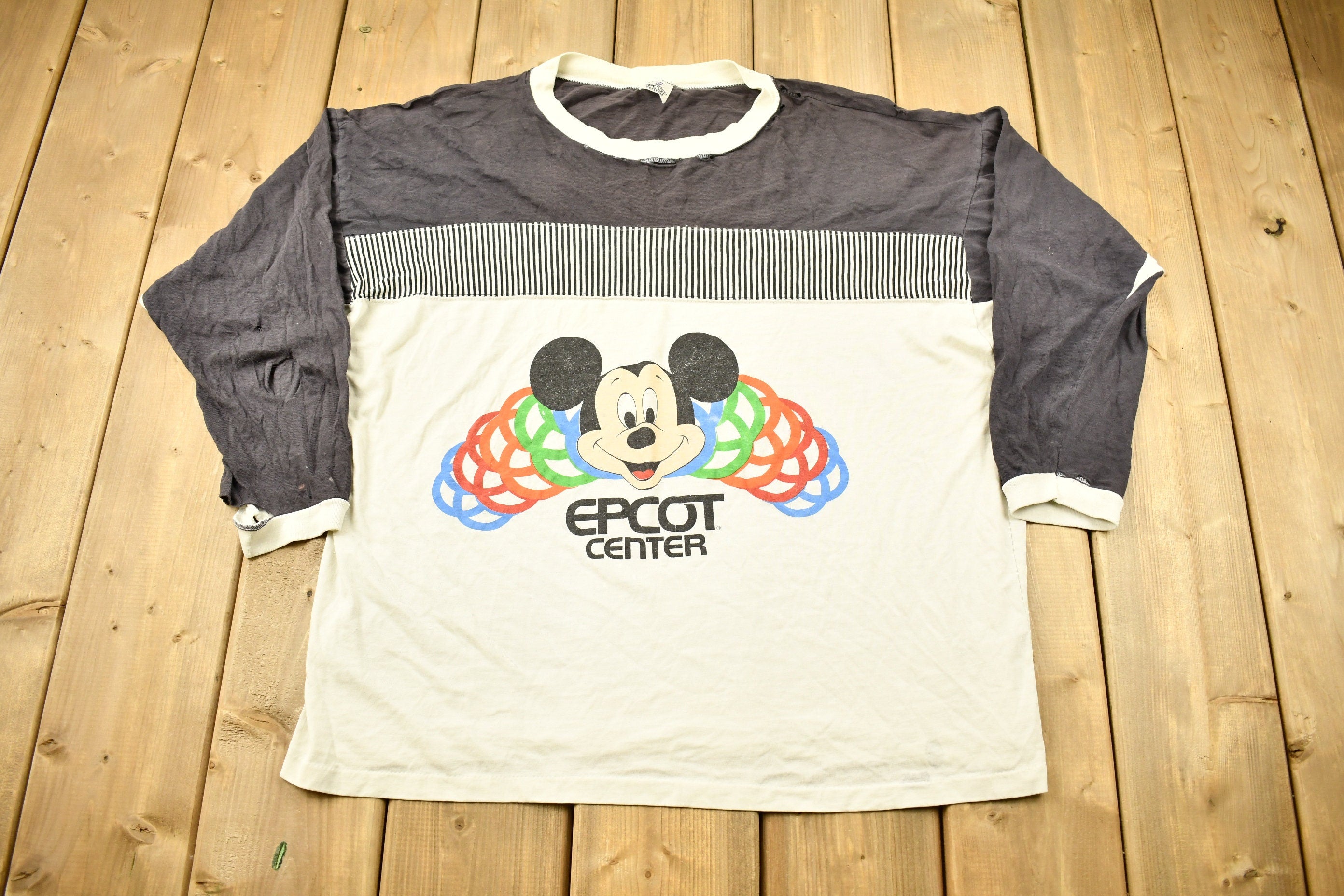 Vintage 1980s Mickey Mouse Epcot Center Long Sleeve T Shirt