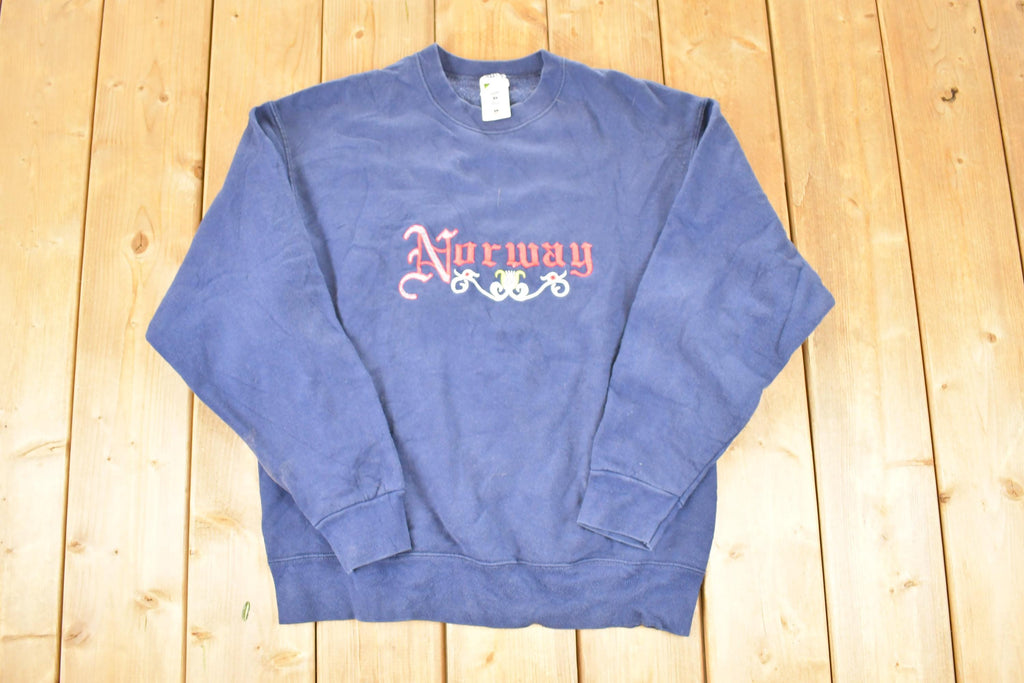 Vintage 1990s Norway Embroidered Crewneck Sweatshirt Men's M