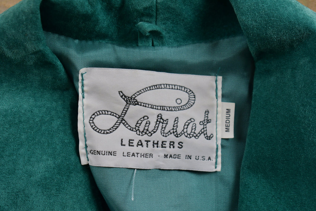 Vintage 1980s Teal Suede Fringe Jacket