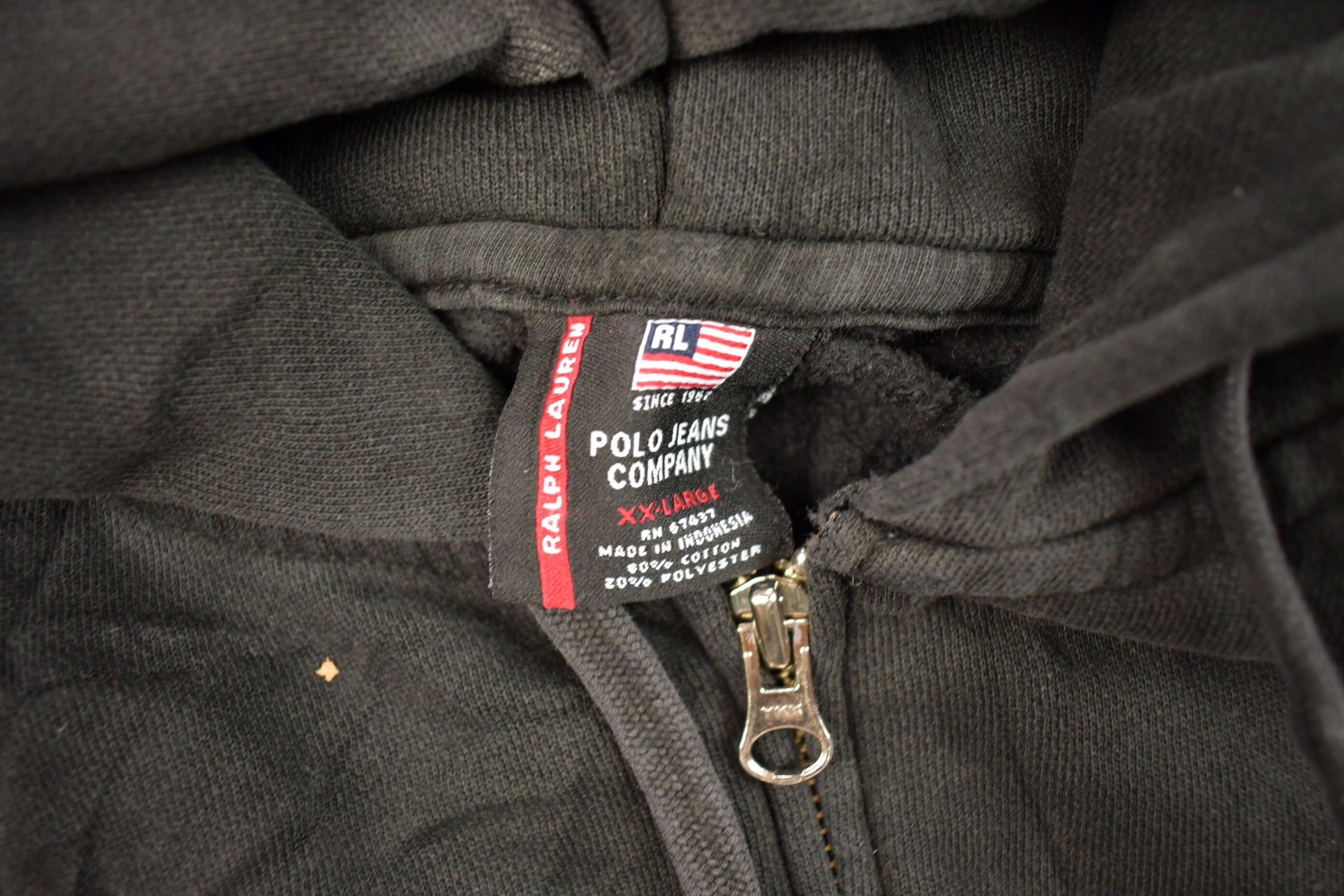 Vintage 1990s Polo Jeans Ralph Lauren Embroidered Full Zip Hoodie