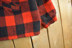 Vintage 1980s Wool Buffalo Plaid Button Up Shacket Men's XL