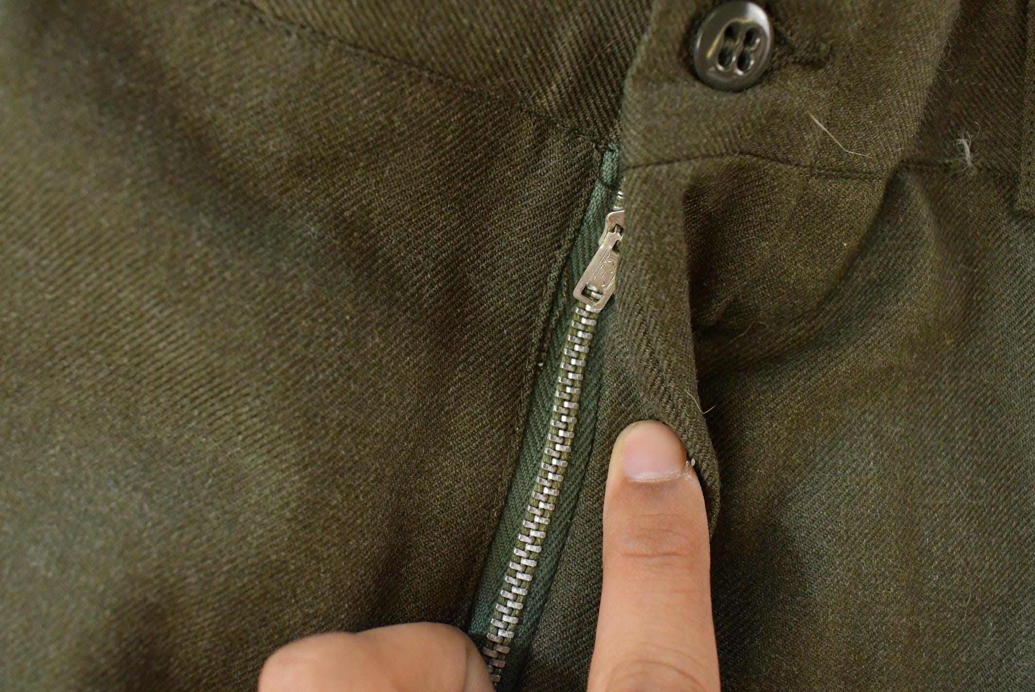 Vintage 1960s Military Army Wool Field Trousers Olive Drab Pants Men's 35 x 31