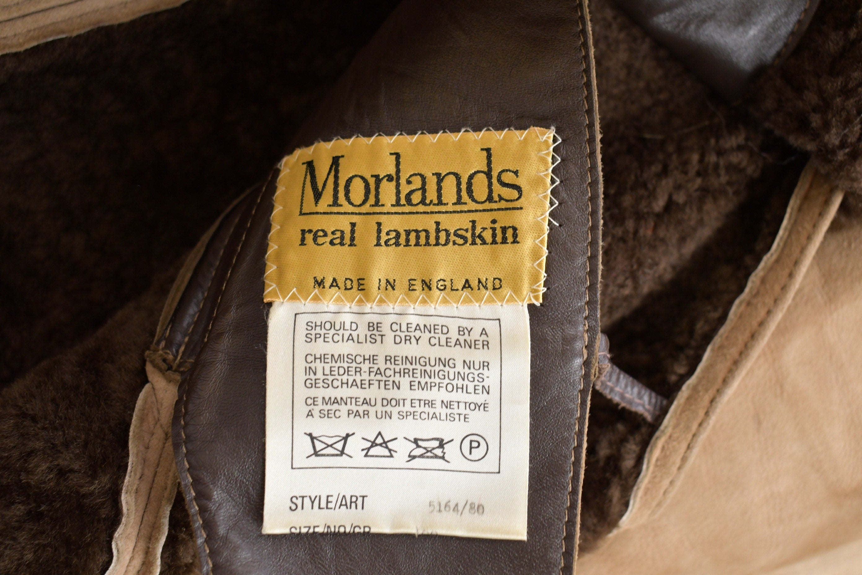 Vintage 1980s Morlands Lambskin Shearling Leather Jacket