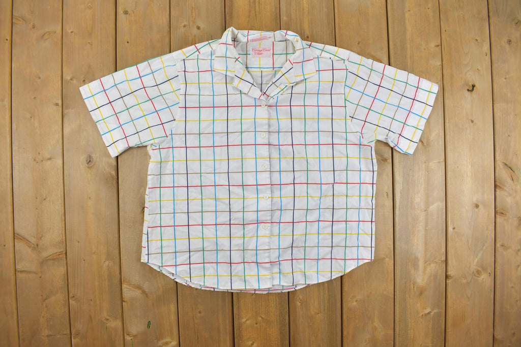 Vintage 1980s Rainbow Striped Button Up Shirt