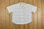 Vintage 1980s Rainbow Striped Button Up Shirt