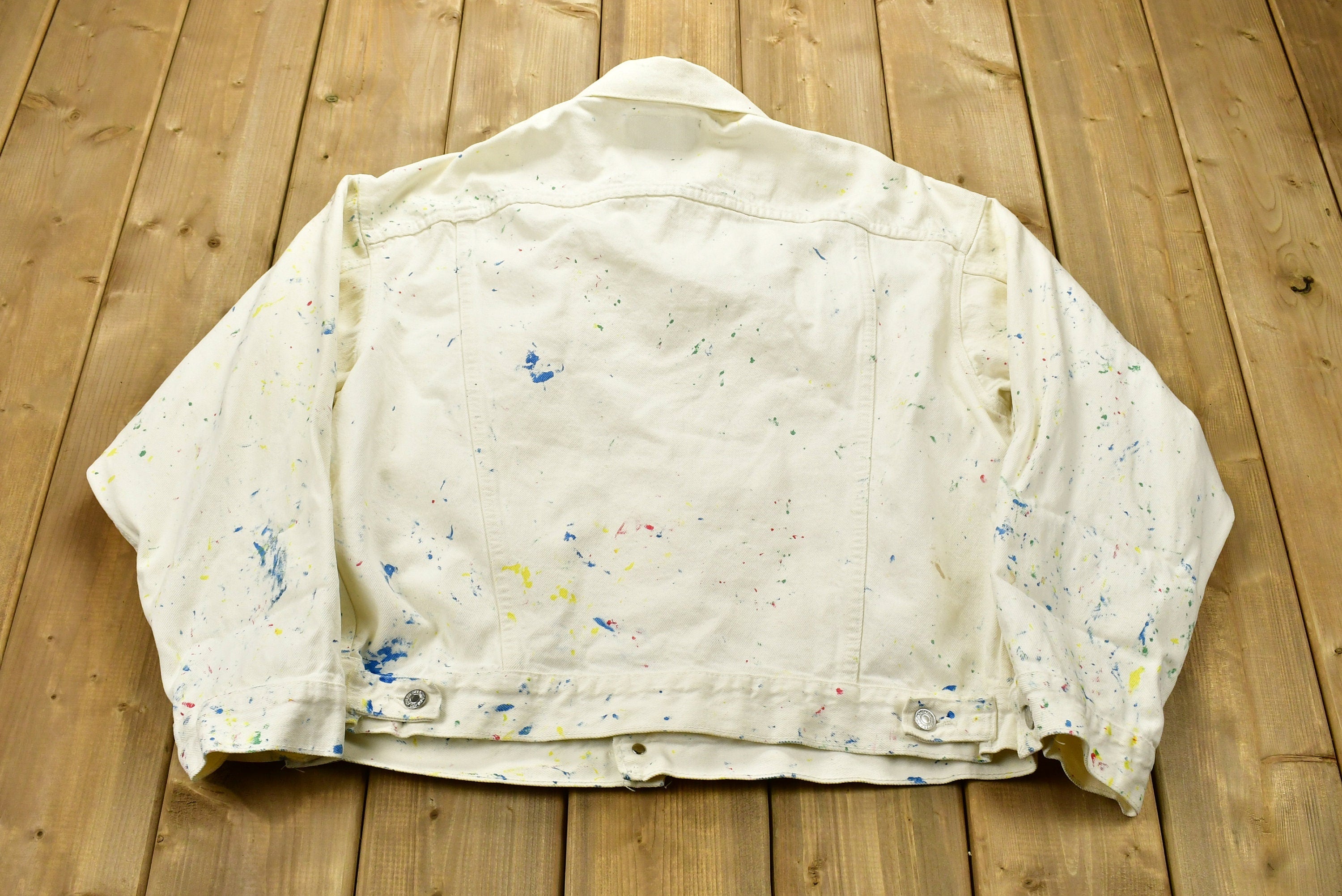 Vintage 1990s Levi's Confetti Painted Denim Jean Jacket
