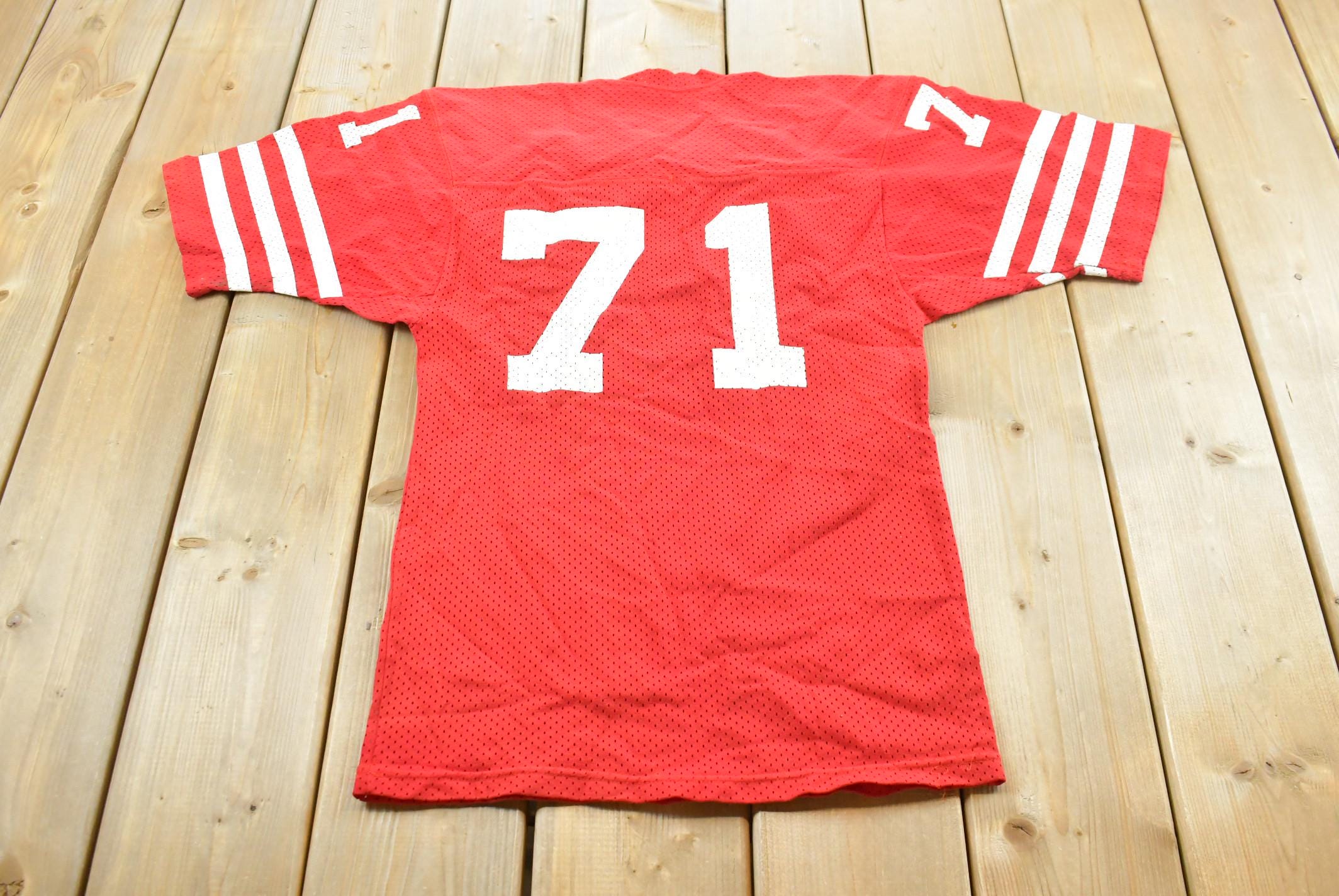 Vintage 1980s San Francisco 49ers Keith Fahnhorst Sand-Knit NFL Football Jersey Size XS