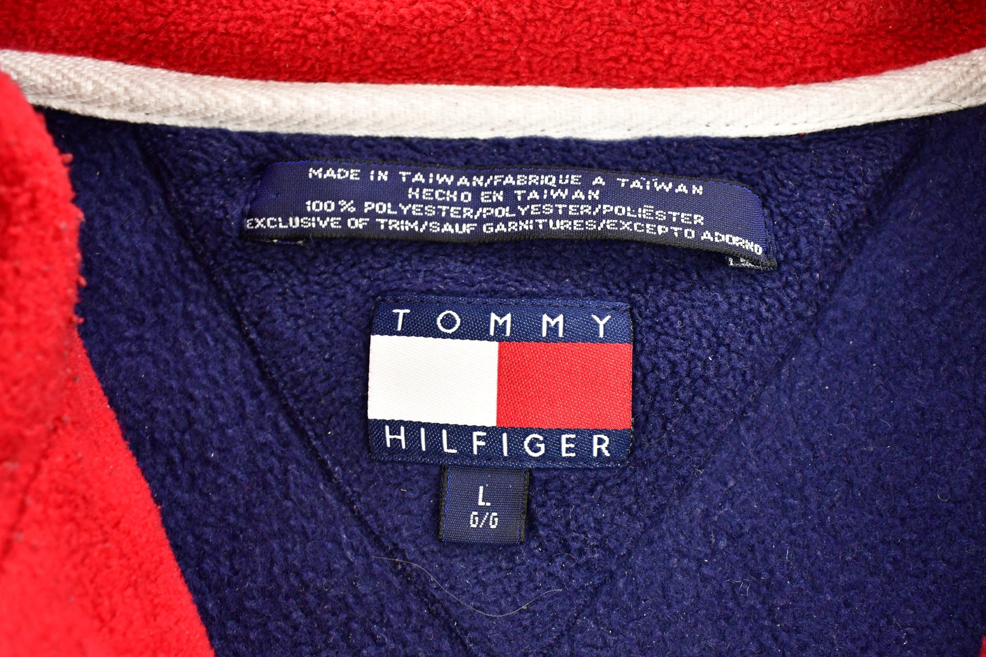 Vintage 1990s Tommy Hilfiger Flag Graphic Quarter Zip Fleece Sweater