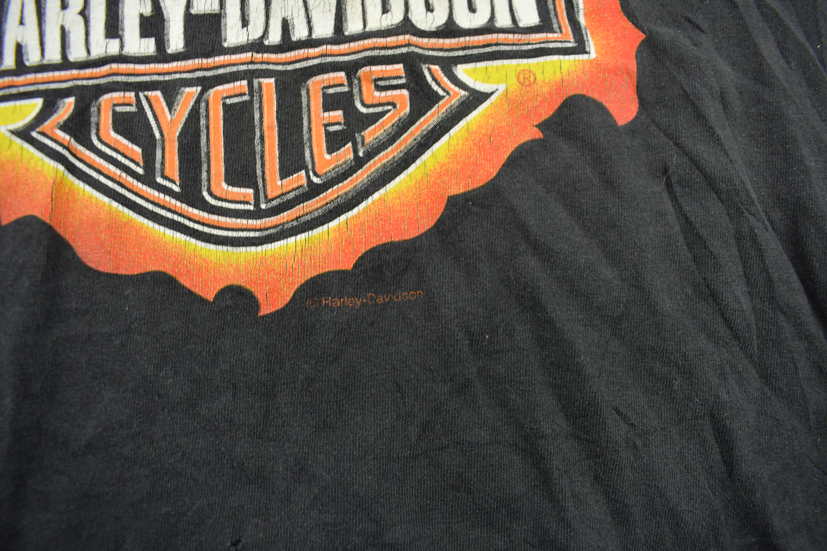 Vintage 1990s Harley Davidson Motorcycles Flames Graphic T-Shirt Size Large