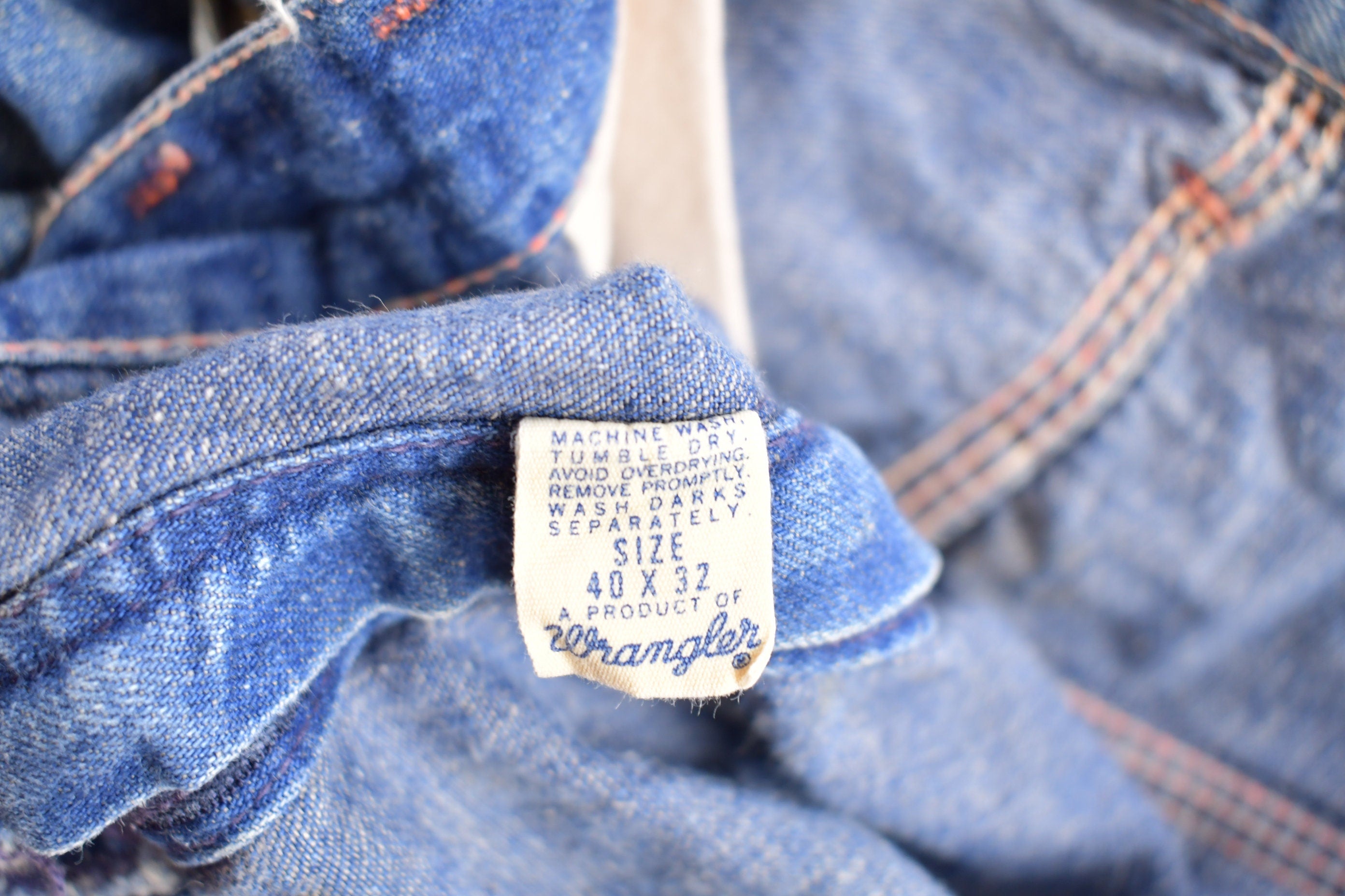 Vintage 1990s Wrangler Distressed Patchwork Denim Jeans Size 39 x 27 American Vintage
