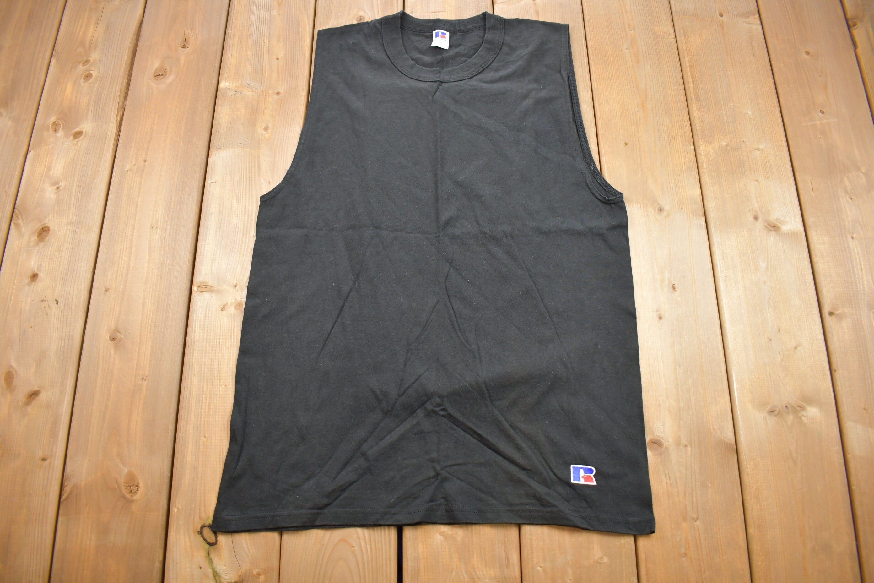 Vintage 1990s Russell Athletics Blank Black Tank Top