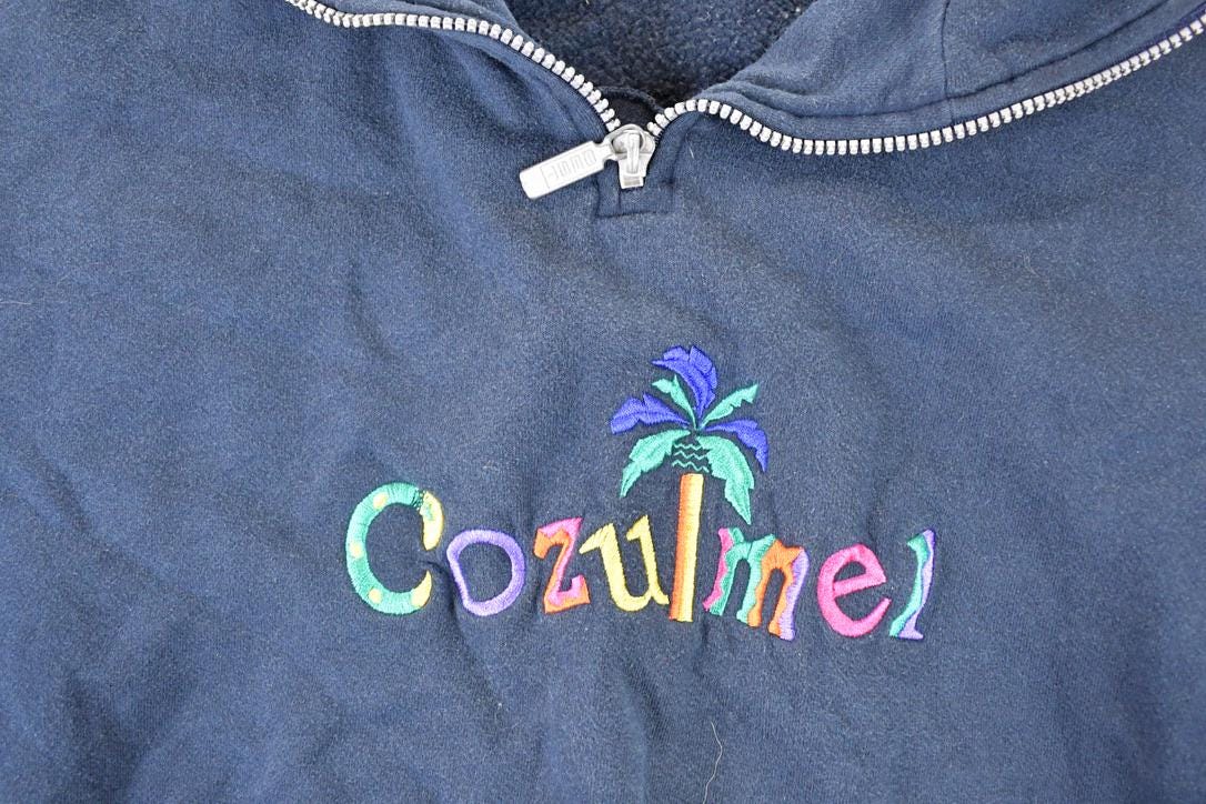 Vintage 1990s Cozumel Quarter Zip Crewneck Sweatshirt Men's L