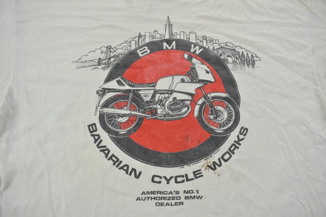 Vintage 1988 BMW Bavarian Cycle Works Graphic T Shirt