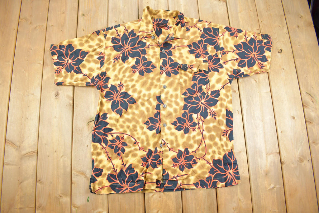 Vintage Y2k Jantzen Funky Floral Hawaiian Button Up Shirt