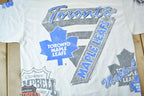 Vintage 1991 Toronto Maple Leafs NHL All Over Print Graphic T-Shirt