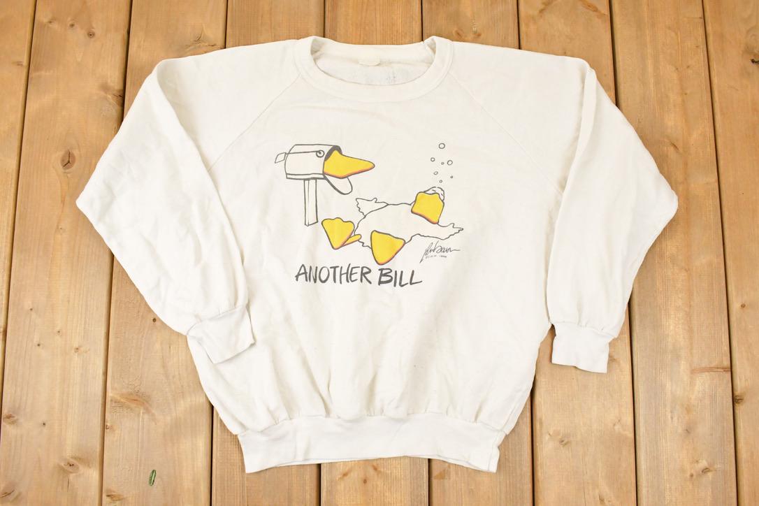 Vintage 1986 Another Bill Cartoon Duck Graphic Print Crewneck Sweatshirt Mens M