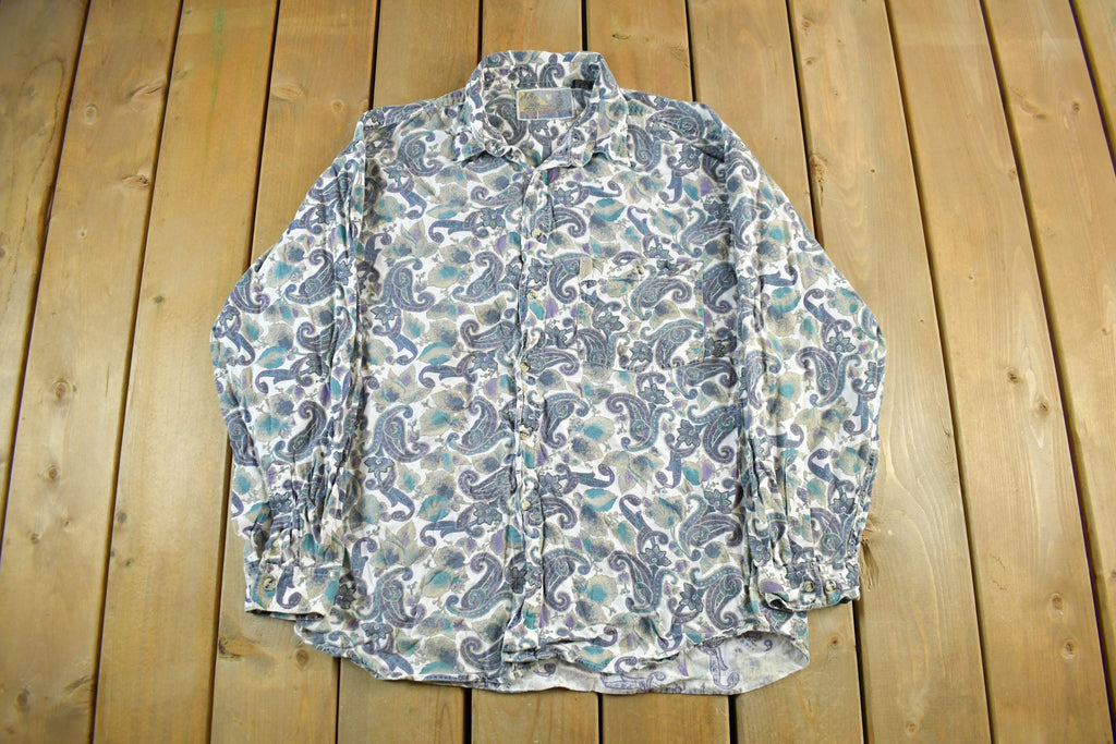 Vintage 1990s Pier Connection Paisley All Over Print Button Up Shirt Mens XL