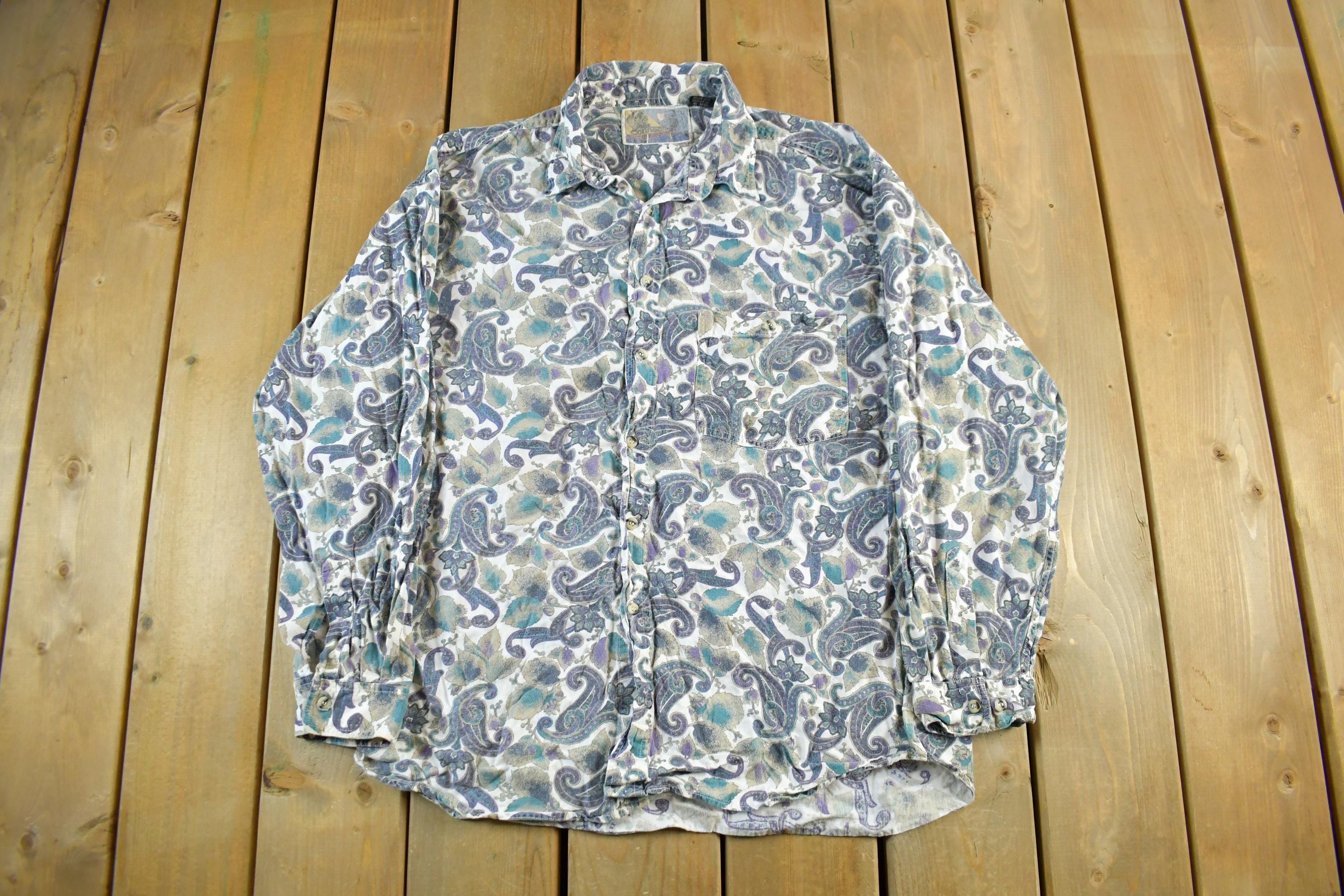 Vintage 1990s Pier Connection Paisley All Over Print Button Up Shirt Mens XL