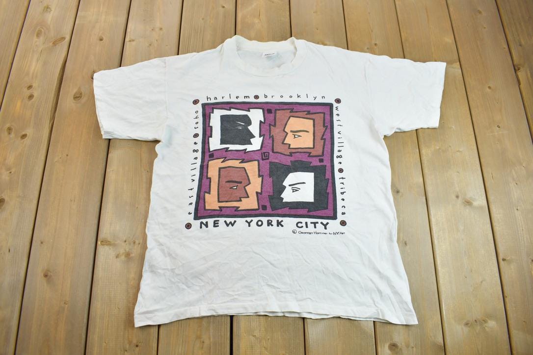 Vintage 1990s New York City 5 Boroughs Souvenir Travel T-Shirt