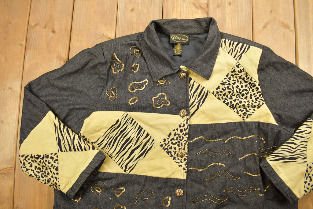 Vintage 1990s Alex Kin Abstract Patchwork Button Up Shirt /