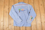 Vintage 1960s JC Penny Big Mac Loop Embroidered Western Denim Button Up Shirt Women's M