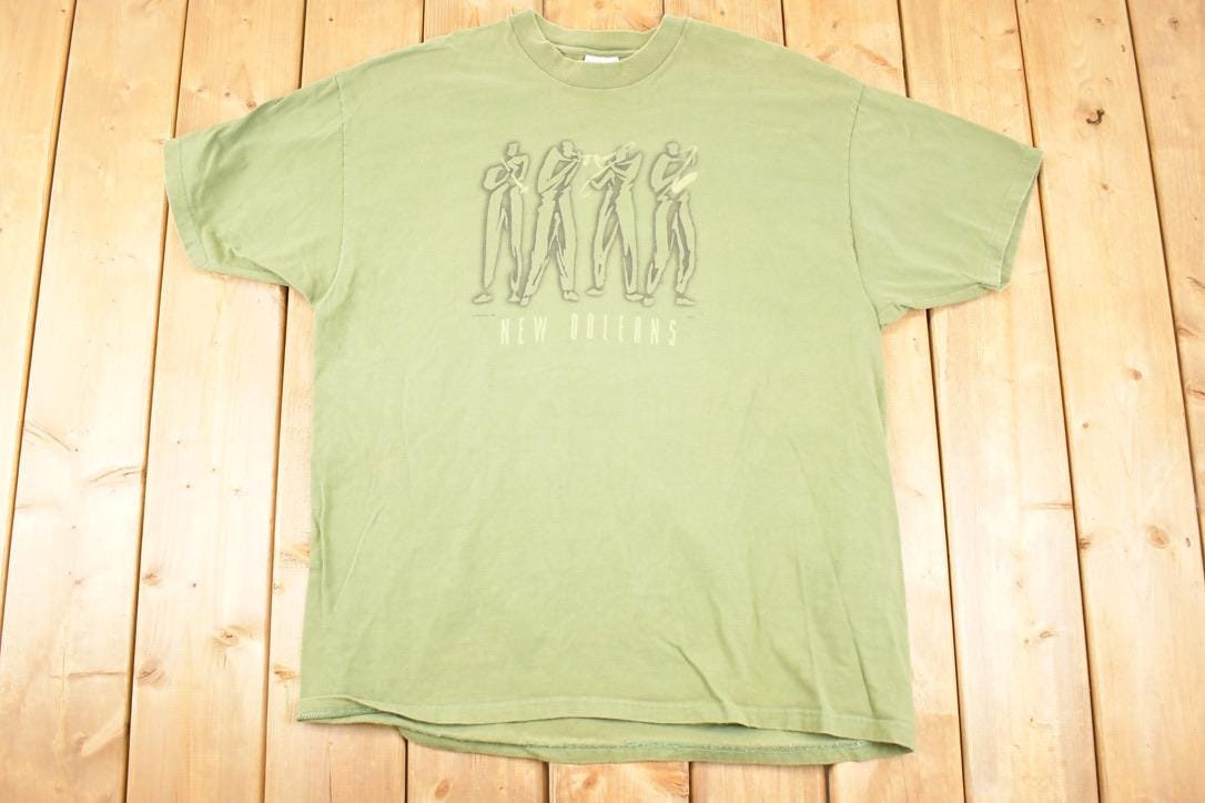Vintage 1990s New Orleans Jazz Souvenir Travel T-Shirt Men's XL