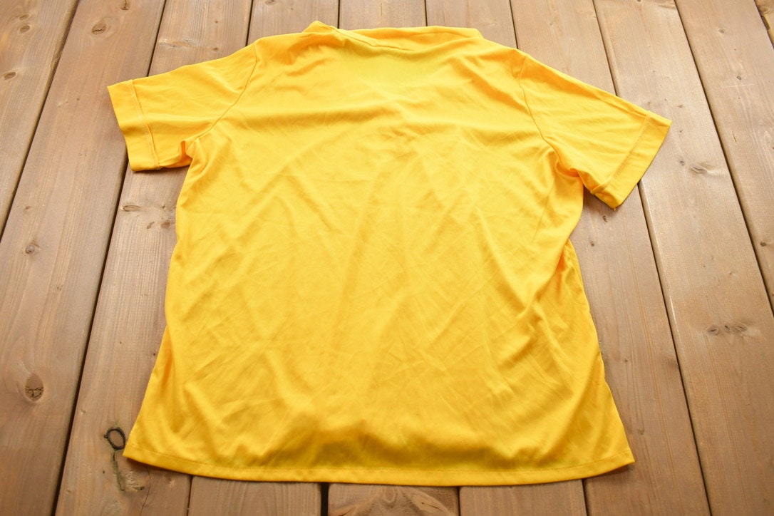 Vintage 1980s Blank Yellow Lane Bryant Button Up Collar T Shirt