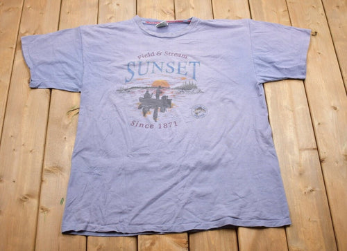 Vintage 1990s Field & Stream Sunset Graphic T Shirt / Vintage T Shirt / Rare Vintage / Streetwear / Single Stitch / Made In USA / Fish Club