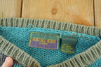 Vintage 1990s Hunting Horn Knit Colour Block Crewneck Sweater