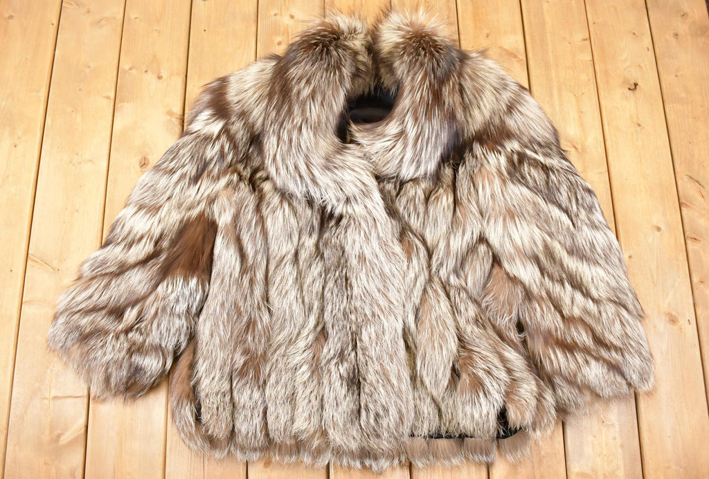 Vintage 1980s Grey Fox Mid Length Fur Coat Saga Fox Royal Made In USA