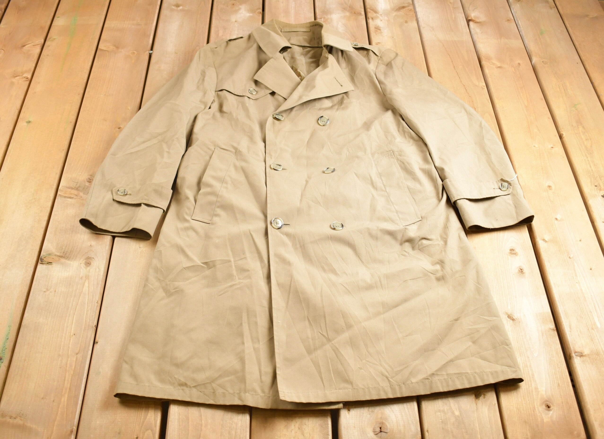 Vintage 1980s Beige Trench Coat Jacket