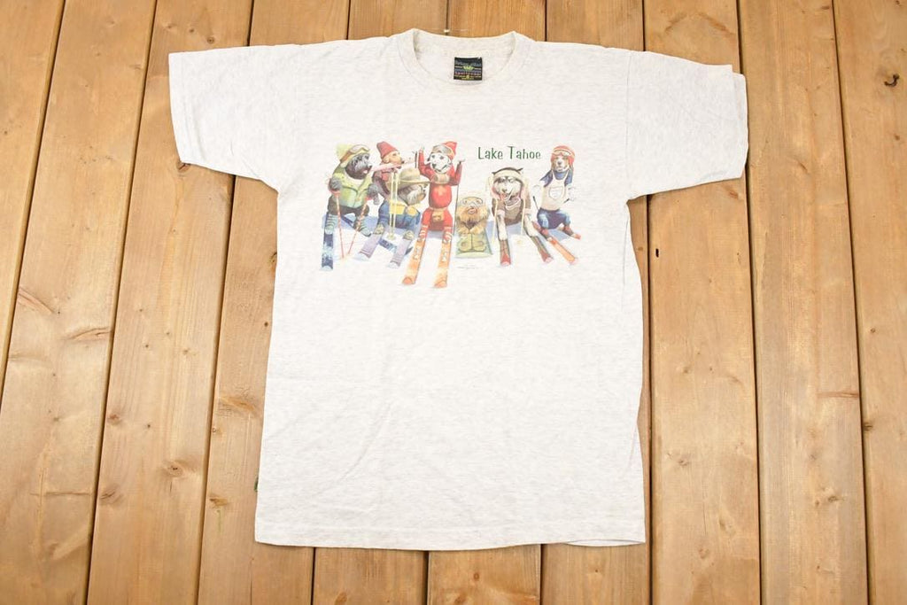 Vintage 1990s Robert Allen Lake Tahoe Ski Pups Souvenir Travel T-Shirt Men's M