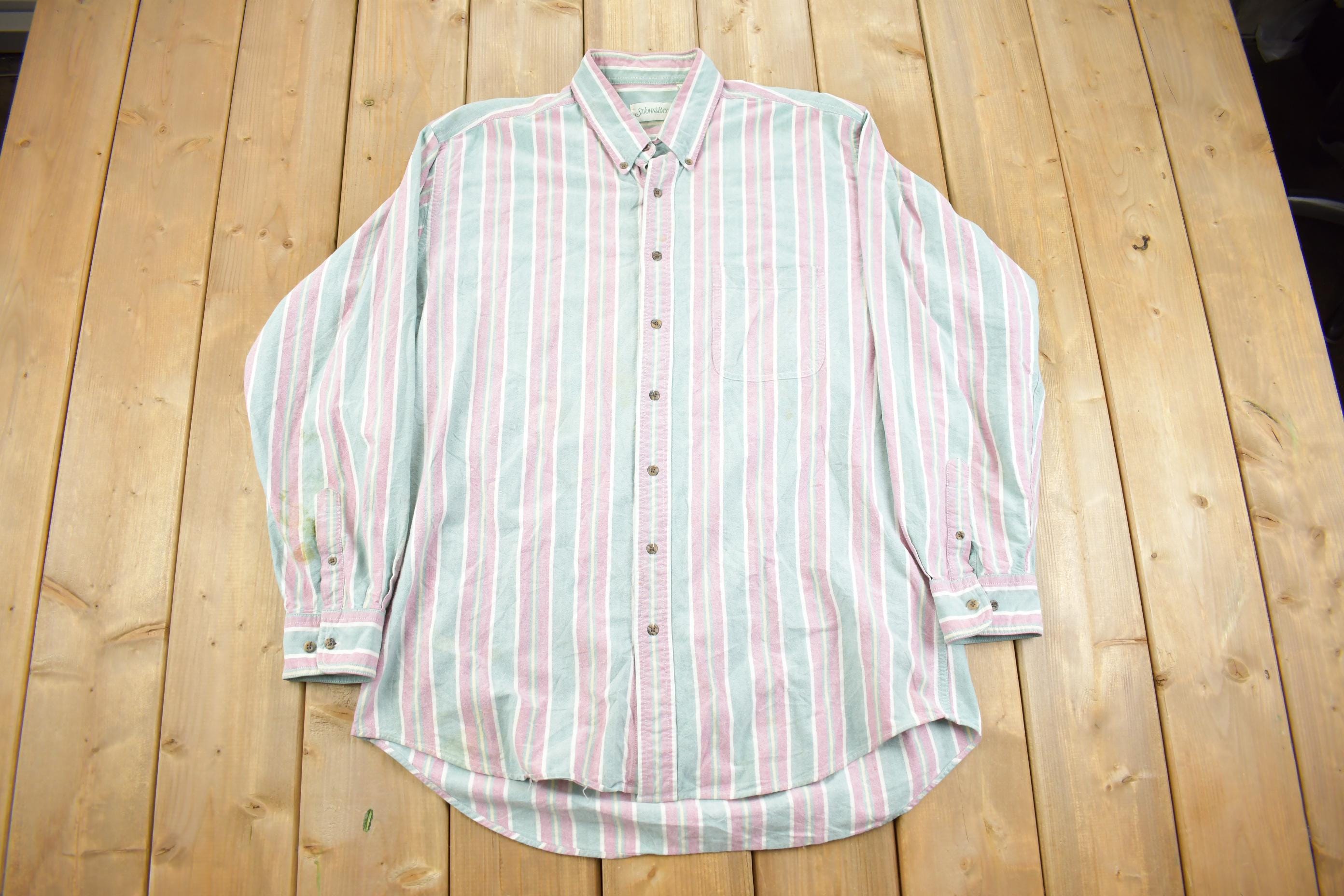 Vintage 1980s St John's Bay Pastel Striped Button Up Shirt