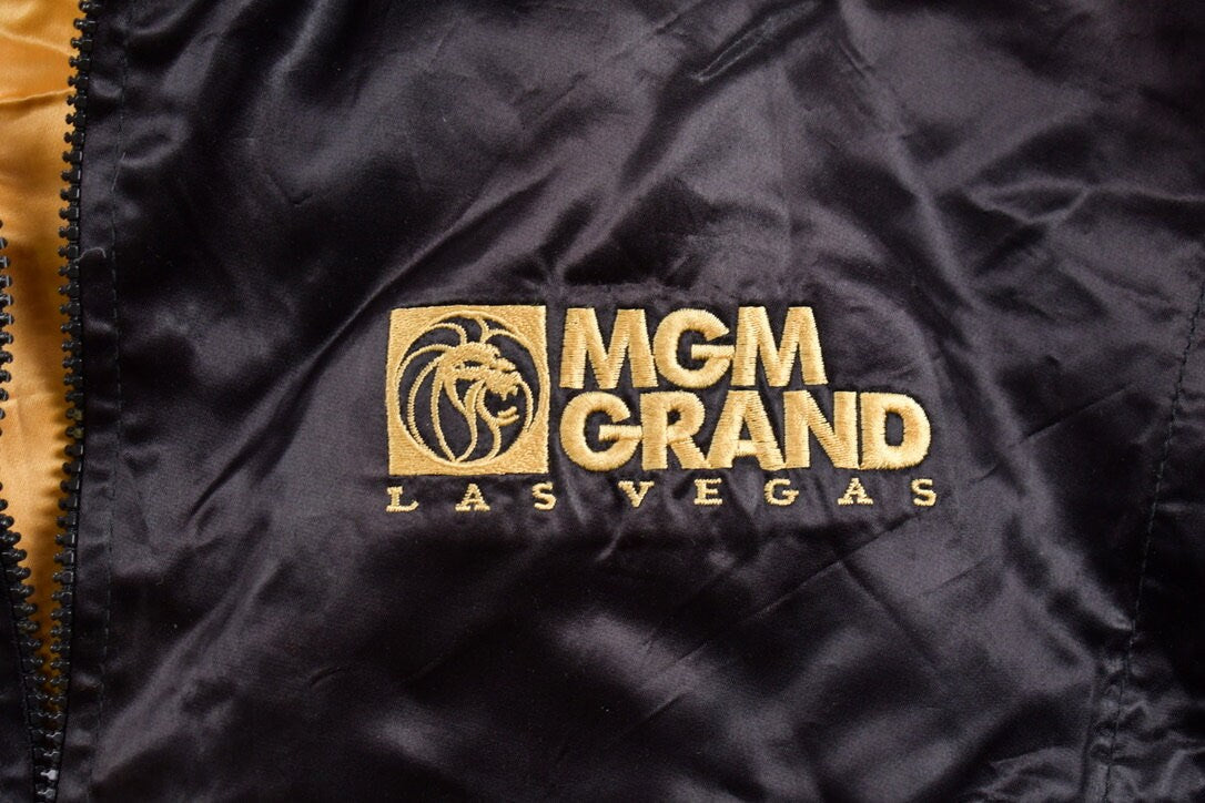 Vintage 1980s MGM Grand Las Vegas Satin Jacket / Made In USA / Embroidered / Streetwear / Zip Up / Lion's Head