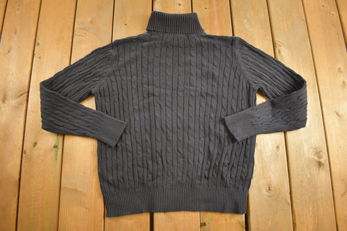 Vintage 1990's Knitted Turtle Neck Sweater / Vintage St Johns Bay / Pattern Sweater / Outdoor / Hand Knit / Pullover Sweatshirt