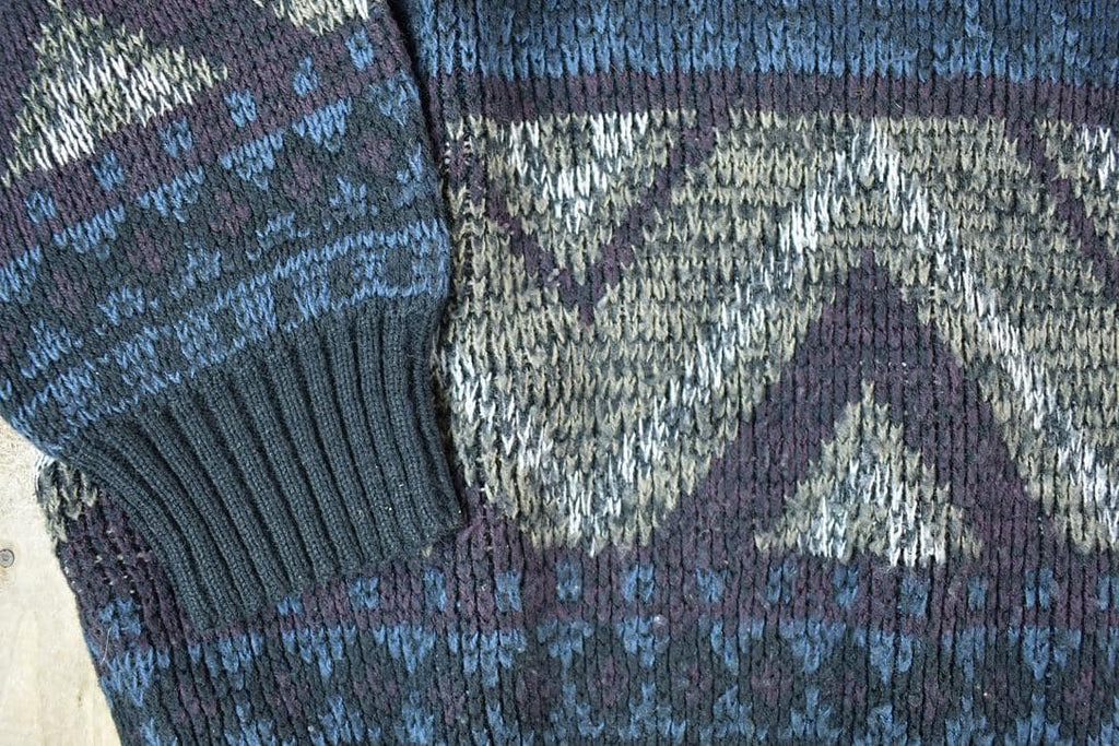 Vintage 1990s Navigator Knit Abstract Pattern Crewneck Sweater Made In 90s Crewneck