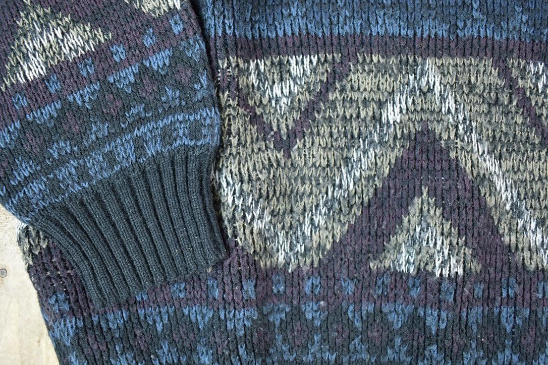 Vintage 1990s Navigator Knit Abstract Pattern Crewneck Sweater Made In 90s Crewneck