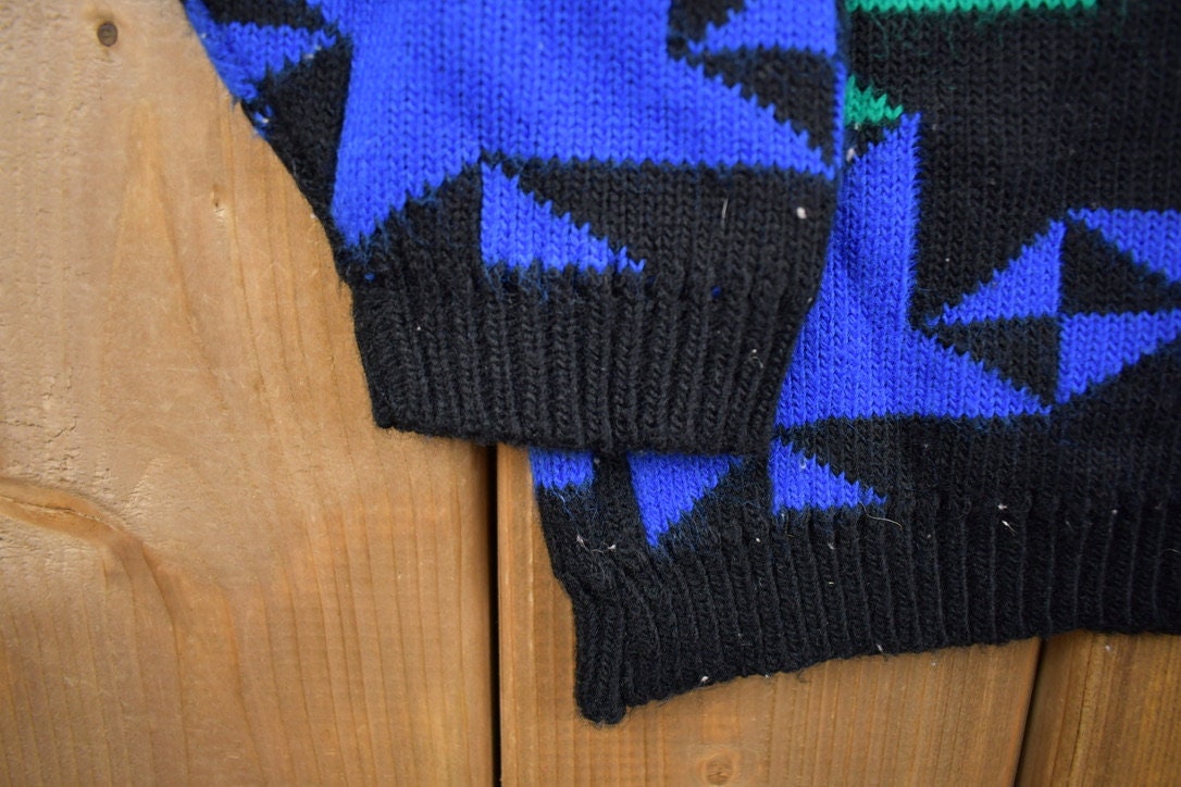 Vintage 1990s Alfred Dunner Knitted Turtleneck Sweater / Vintage 90s Turtleneck / Made in USA / Colorful / Abstract Pattern