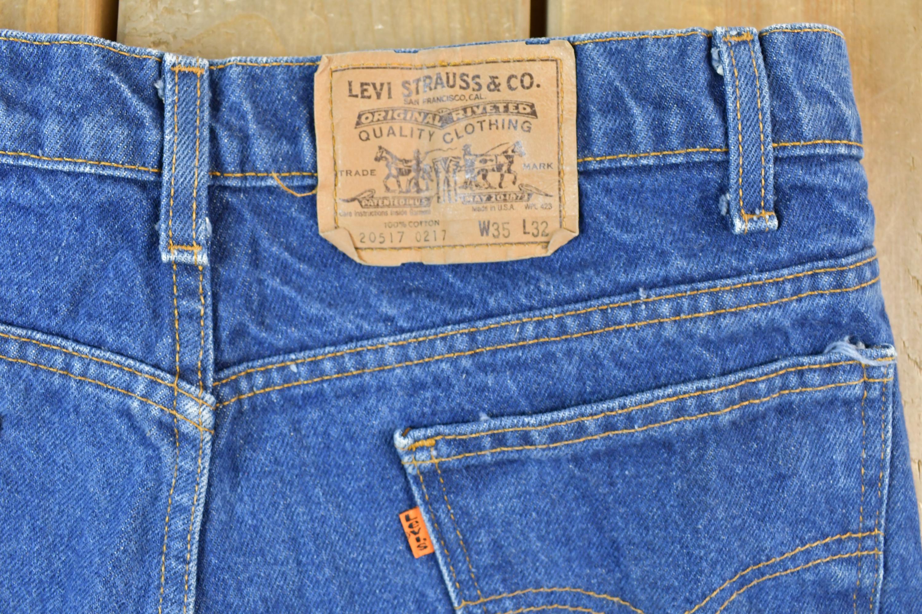 Vintage 1990s Levi Strauss Orange Tab Dark Wash Denim Jeans Size 35 x 32