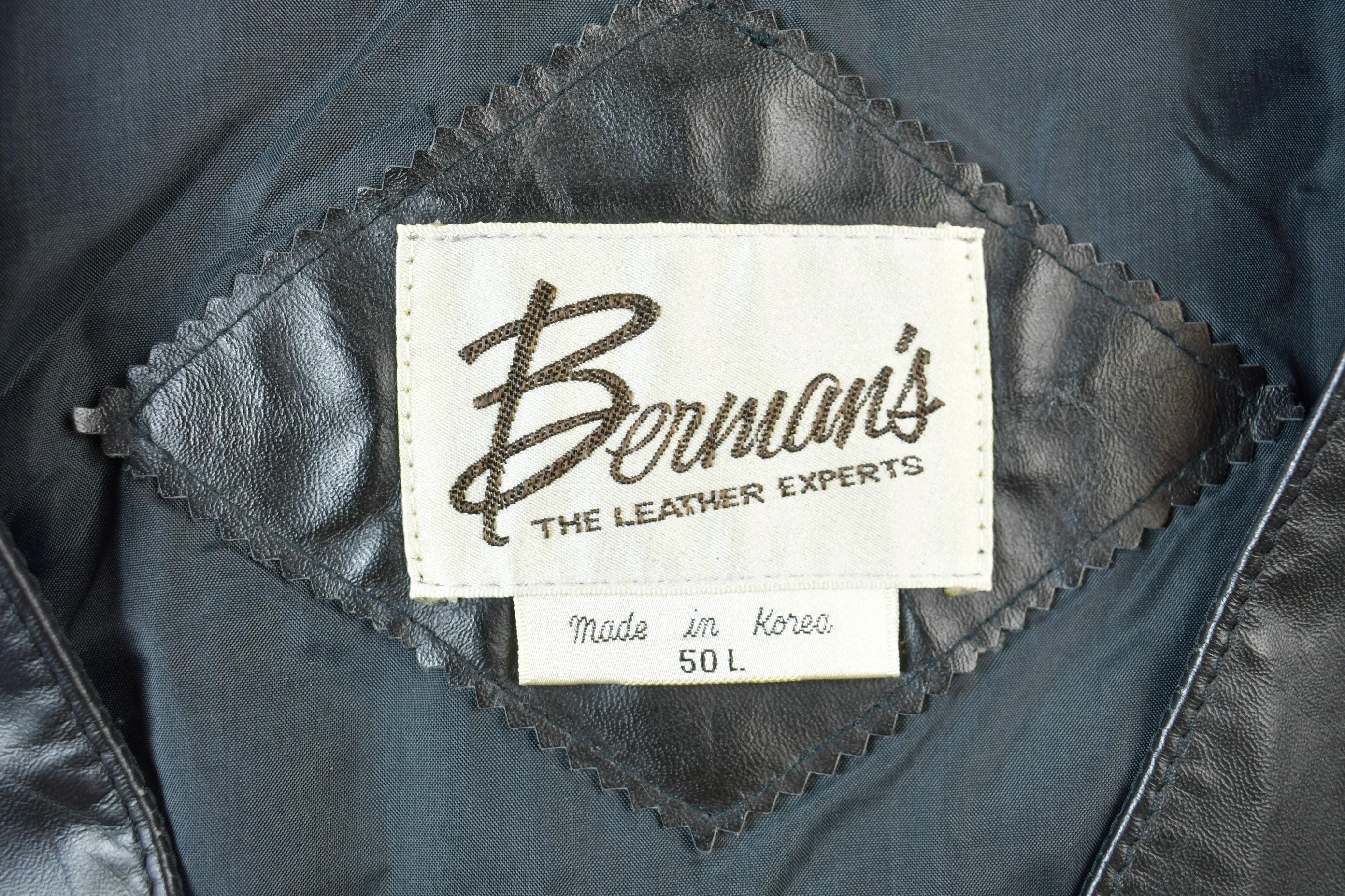 Vintage 1970s Berman's Black Leather Vest
